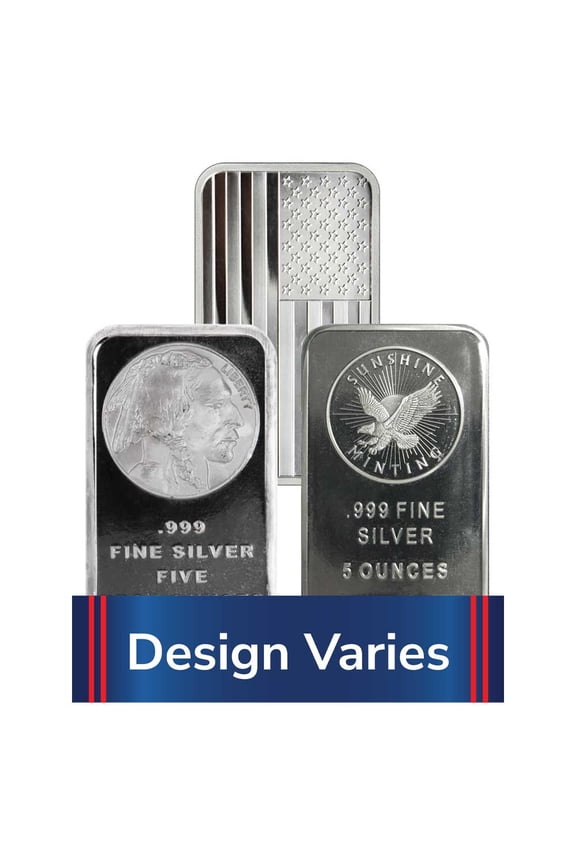 Secondary Market 5-oz Random Design Hallmarked .999 Fine Silver Bar