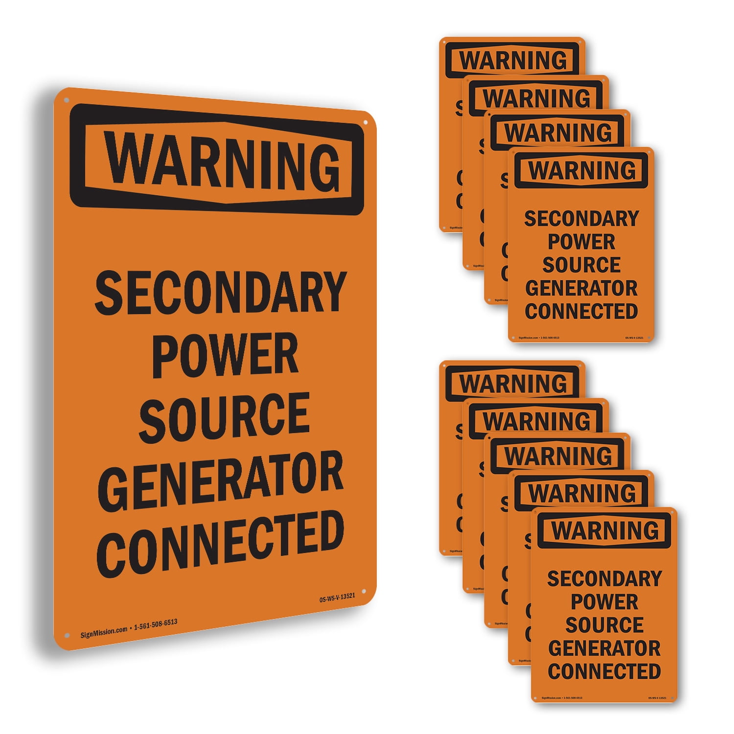 Source Warning Sign Secondary Power Source Generator OSHA WARNING Rigid Plastic Sign 24 ...