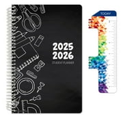 Global Datebooks Dated Middle School or High School Student Planner for Academic Year 2025-2026 Includes Ruler/Bookmark and Planning Stickers (Block Style - 5.5"x8.5" - Doodles)