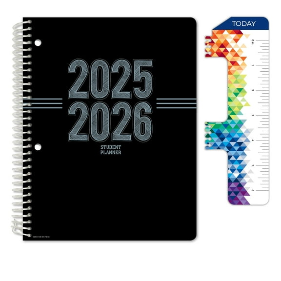 Global Datebooks Dated 2025-2026 Weekly and Monthly Academic Year Student Planner Calendar, August 2025 - June 2026, 7" x 9", Matrix Style, Triple Stripe, Bookmark / Ruler and Planning Stickers