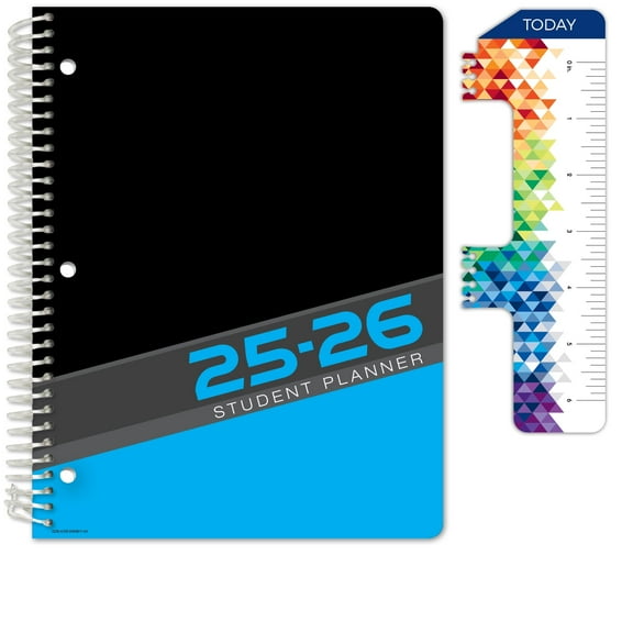 Global Datebooks Dated Academic Planner 2025-2026 8.5" x 11", Weekly and Monthly Student Planner Calendar, August 2025-June 2026, Includes Ruler/Bookmark and Planning Stickers (Matrix Style - Slant)
