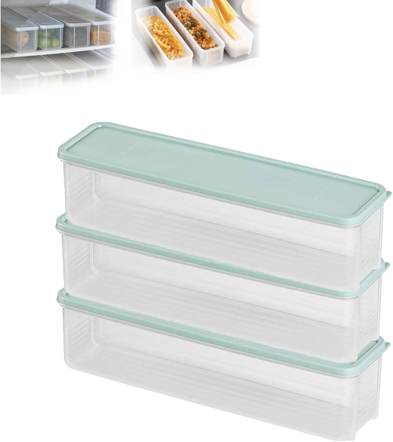 3-Piece Stackable Pasta Storage Containers - Clear Plastic Food Organizers For Pantry & Fridge-686915