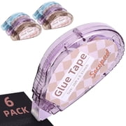Scrapbook Tape, 6 Pack Double Sided Tape Roller for Crafts, Adhesive Glue Runner Scrapbooking Supplies Journaling Office Supplies for Adults, 0.3IN x 26FT