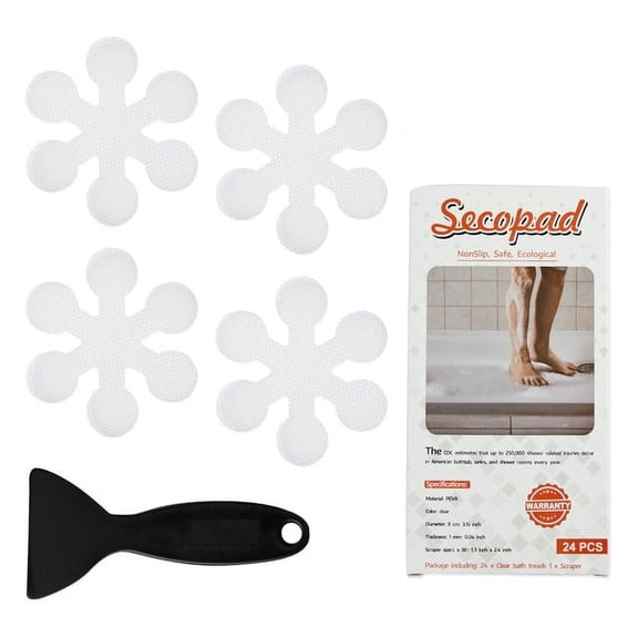Secopad Bathtub Stickers Non-Slip, 24 PCS Safety Shower Treads Adhesive Appliques