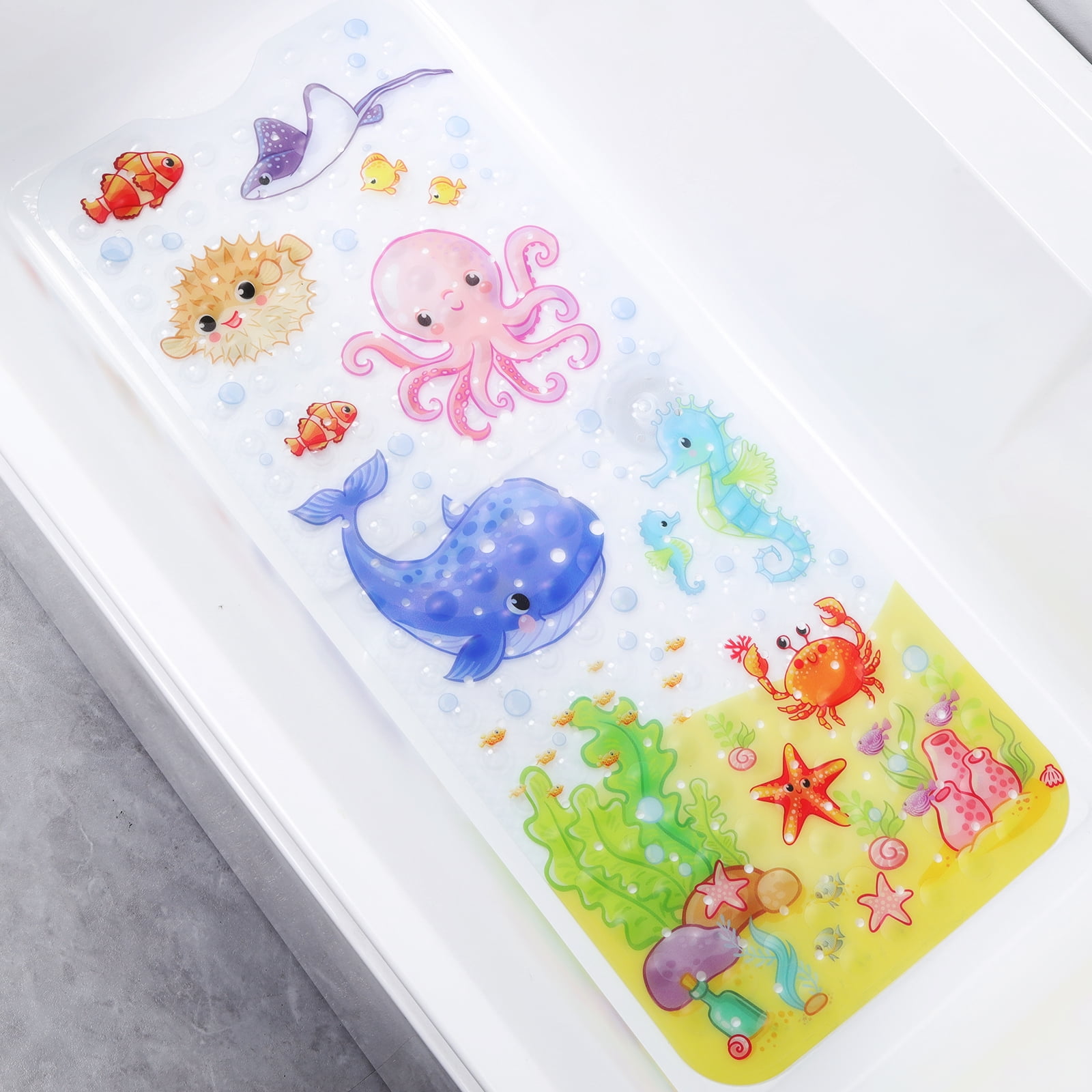 Secopad Kids Bath Mat for Tub Non Slip, 40 X 16 Inch Large Cartoon Anti ...