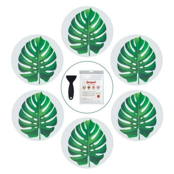 Secopad Non Slip Bathtub Stickers, 10 PCS Large Leaves Adhesive Anti Slip Decal Threads for Shower and Bath Tub