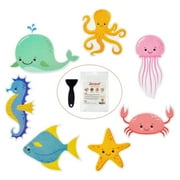 Secopad Non Slip Bathtub Stickers, 14 PCS Large Sea Adhesive Anti Slip Decal Threads for Shower and Bath Tub with Premium Scraper