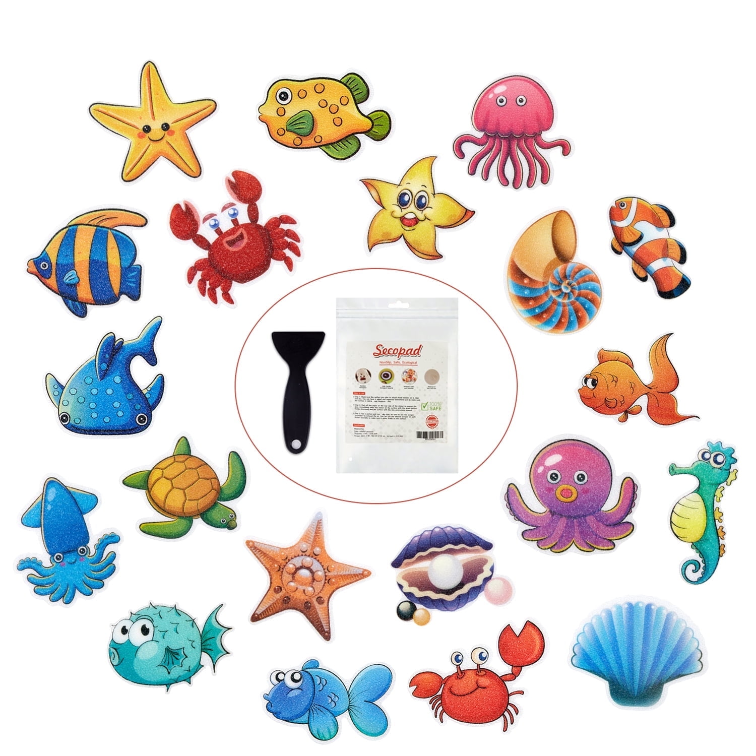 Secopad Non Slip Bathtub Stickers, 20 Large Sea Adhesive Anti Slip Decal Threads for Shower and Bath Tub