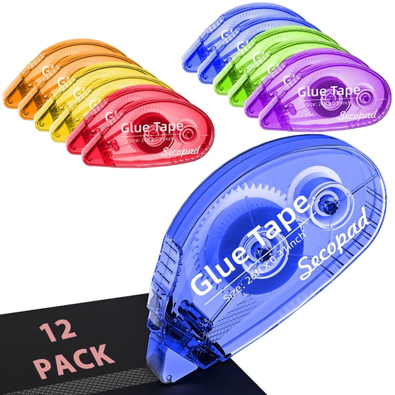 Secopad Scrapbook Tape, 12 Pack Glue Tape, Bright-Colored Shell | 0.3IN ...