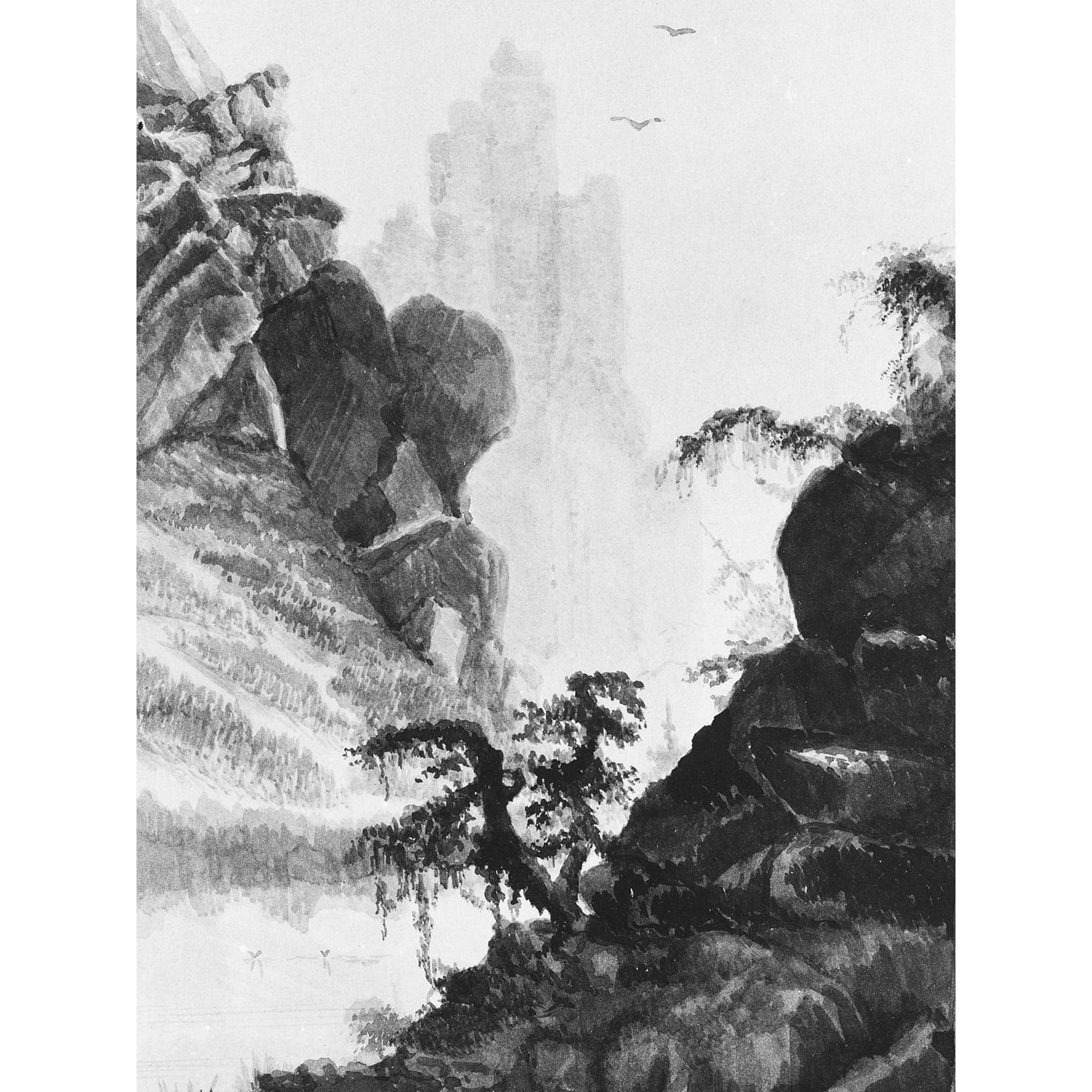Secor Mountain Landscape Drawing Extra Large XL Wall Art Poster Print ...