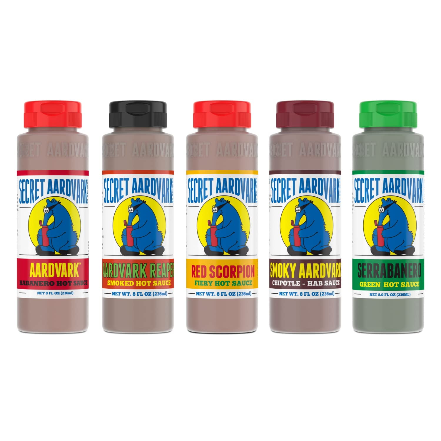Secret Aardvark Hot Sauce Variety Pack Smokey Chipotle, Reaper, Red