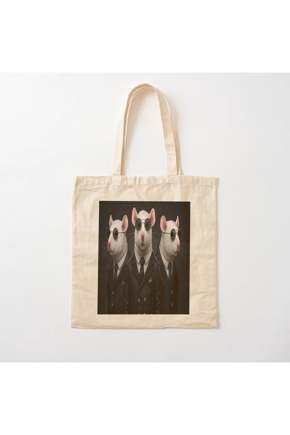 Secret Agent Mouse Canvas Tote Bags, Reusable Shopping Bag