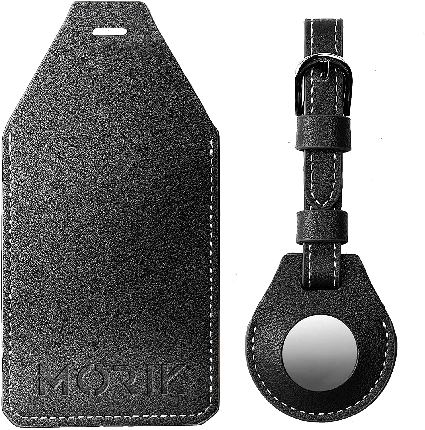 Secret AirTag Leather Luggage Tag, Detachable AirTag Holder, Leather