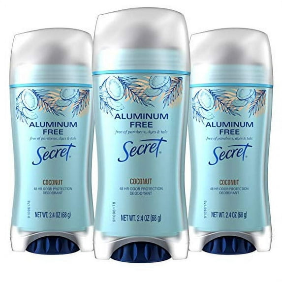Secret Aluminum Free Deodorant for Women, Coconut Scent - Pack of 3