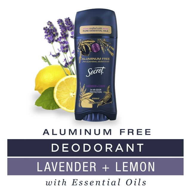 Secret Aluminum Free Deodorant for Women with Essential Oils Lavender Lemon, 2.6 oz