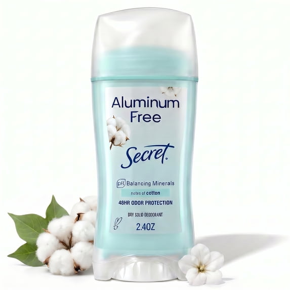 Secret Aluminum Free Women's Deodorant Solid, Cotton, 2.4 oz