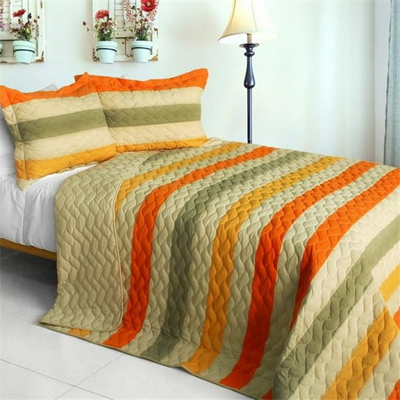 Secret Angel - 3 Pieces Patchwork Quilt Set  Full & Queen Size - Orange