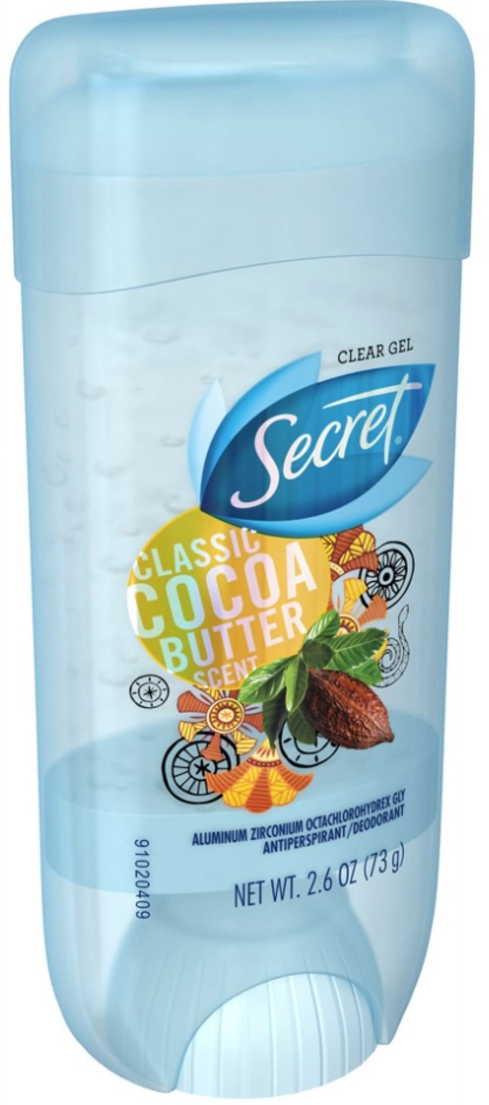 Secret Anti-Perspirant Deodorant Clear Gel, Classic Cocoa Butter Scent 2.6 oz (Pack of 4)