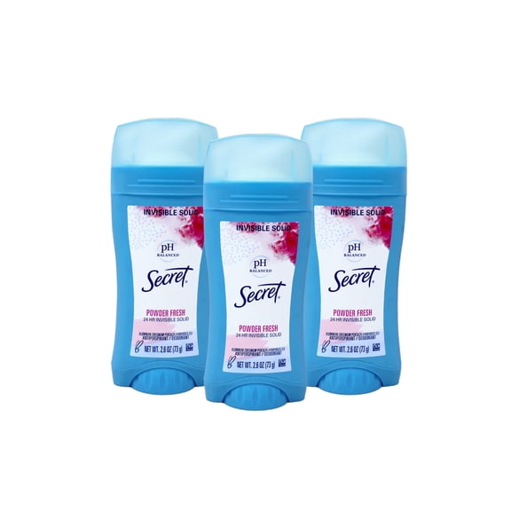 Secret Anti-Perspirant Deodorant, Invisible Solid, Powder Fresh 2.60 oz (Pack of 3)