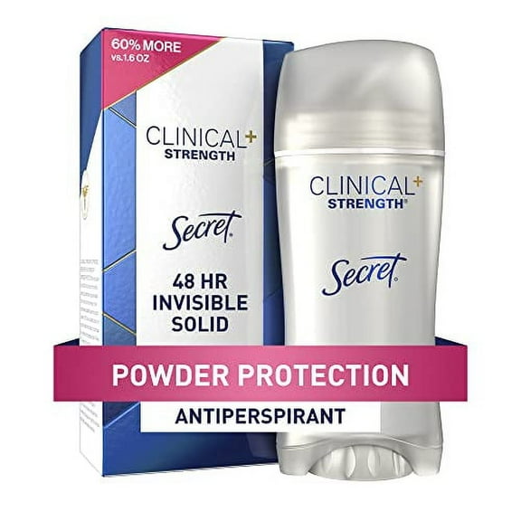 Secret Antiperspirant Clinical Strength Deodorant for Women, Invisible Solid, Powder Protection, 2.6 oz