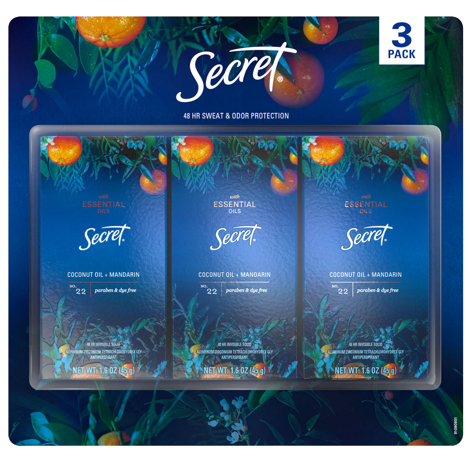 Secret Antiperspirant Deodorant for Women with Essential Oils, Coconut