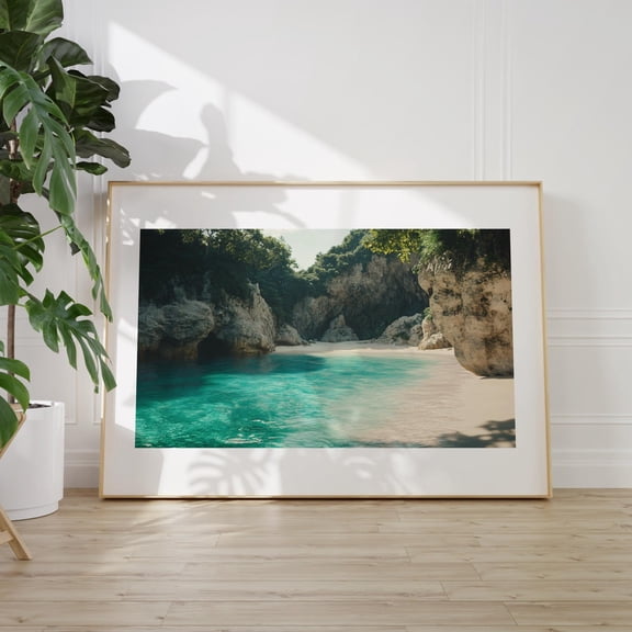 Secret Beach Poster - Vacation Print - Dream Beach Wall Art - Nature Photo Wall Art, Modern Wall Decor, 8x12 UNFRAMED