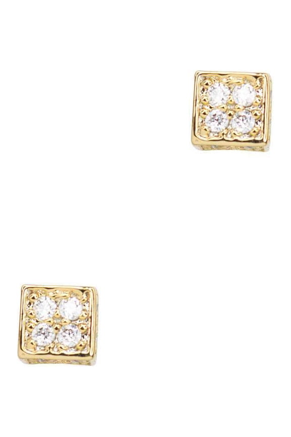 Secret Box Square Stone Stud Earring Gold