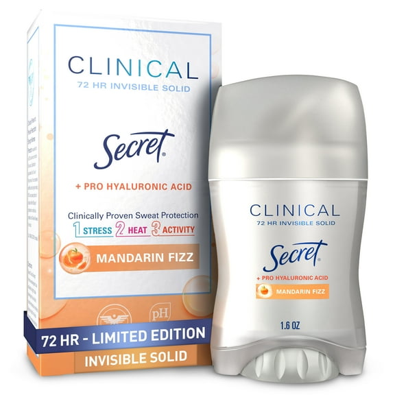 Secret Clinical 72 HR l Invisible Solid Antiperspirant Mandarin Fizz with Pro-Hyaluronic Power 1.6 oz
