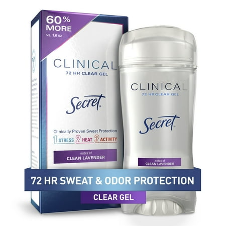 Secret Clinical Antiperspirant Deodorant for Women Clear Gel, Clean Lavender, 2.6 oz