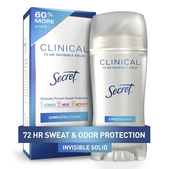 Secret Clinical Invisible Solid Antiperspirant and Deodorant Stick, Completely Clean, 2.6 oz