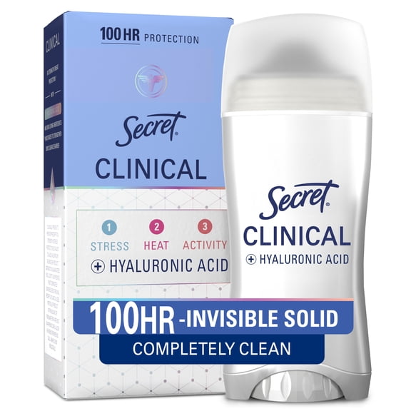 Secret Clinical 100HR Antiperspirant Deodorant, Invisible Solid, Completely Clean, 2.6 oz