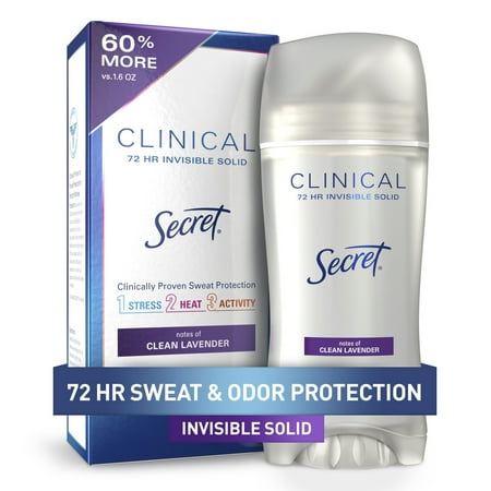 Secret Clinical Invisible Solid Antiperspirant and Deodorant for Women Stick, Clean Lavender, 2.6 oz