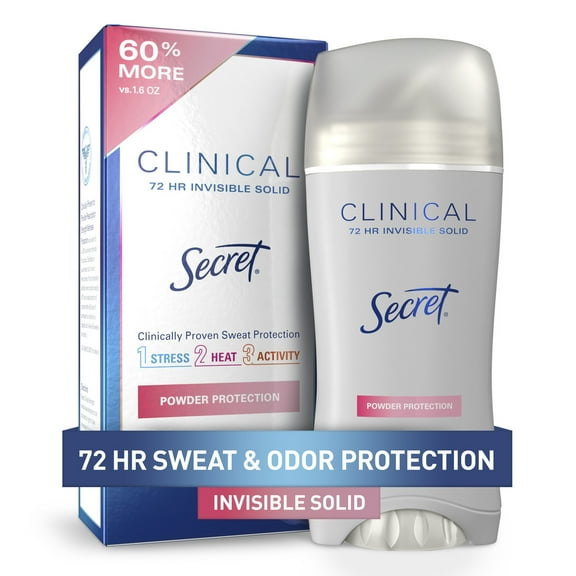 Secret Clinical Invisible Solid Antiperspirant and Deodorant for Women Stick, Protecting Powder, 2.6 oz