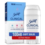 Secret Clinical 100HR Antiperspirant Deodorant, Soft Solid, Active Fresh, 2.6 oz