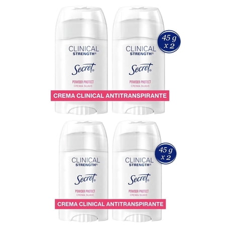Secret Clinical Strength Anti-Perspirant Deodorant Advanced Solid, Powder Protection 1.60 oz (Pack of 4)