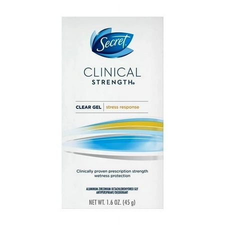 Secret Clinical Strength Antiperspirant and Deodorant Stress Response, Clear Gel, 1.6 Oz, 6 Pack