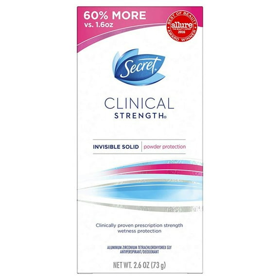 Secret Clinical Strength Antiperspirant and Deodorant for Women Invisible Solid, Powder Protection 2.6 oz