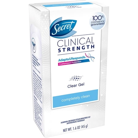 Secret Clinical Strength Clear Gel Antiperspirant & Deodorant, Completely Clean 1.60 oz (Pack of 4)