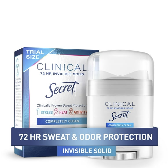 Secret Clinical Strength Invisible Solid Antiperspirant and Deodorant for Women, Completely Clean, 0.5 oz