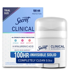 Secret Clinical Antiperspirant Deodorant for Women, 100HR Sweat & Odor Protection, Hyaluronic Acid, Invisible Solid, Completely Clean, 1.6 oz