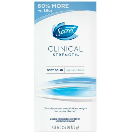 Secret Clinical Strength Smooth Solid Anti-Perspirant/Deodorant, Light and Fresh Scent, 2.6 oz