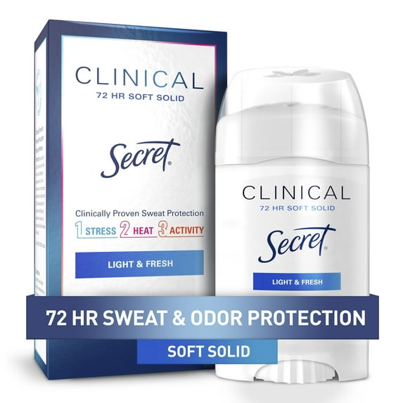 Secret Clinical Soft Solid Antiperspirant Deodorant for Women, Light & Fresh, 1.6 oz
