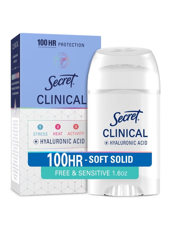 Clinical 100HR Antiperspirant Deodorant, Invisible Solid, Free & Sensitive, 1.6 oz