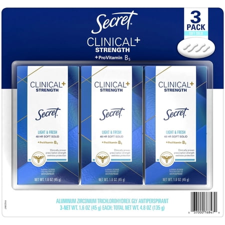 Secret Clinical Strength Soft Solid Deodorant, Light & Fresh (1.6 oz., 3 pk.)
