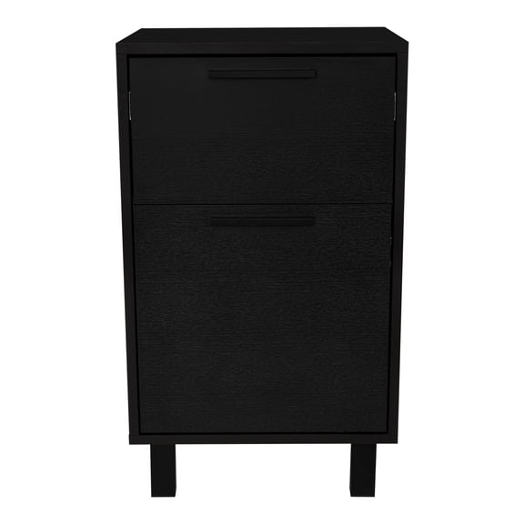 Secret Compact Nightstand with One Standard Drawer, Hidden Side Drawer and Storage Cabinet, Wengue