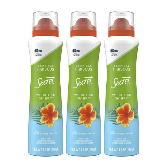 Secret Deodorant Dry Spray Tropical Hibiscus 4.1oz (Pack of 3)