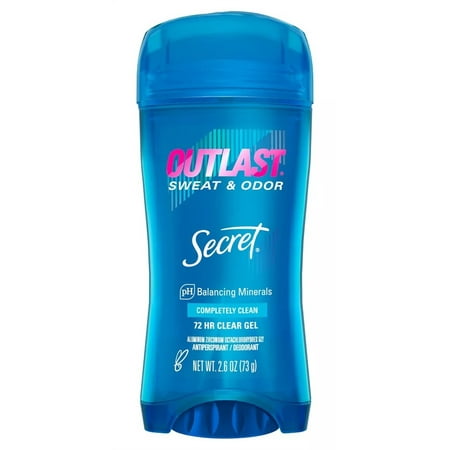 Secret Deodorant Outlast 2.6oz Clear Gel Completely Clean (Pack of 2)