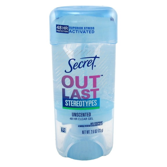 Secret Deodorant Outlast 2.6oz Clear Gel Unscented (Pack of 3)