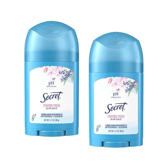 Secret Powder Fresh Antiperspirant Deodorant Solid 24 Hour Odor Protection pH Balanced 1.7 oz (Pack of 2)
