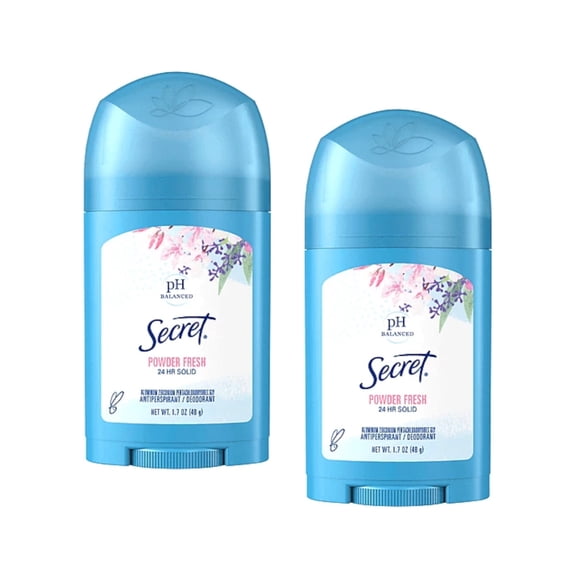Secret Powder Fresh Antiperspirant Deodorant Solid 24 Hour Odor Protection pH Balanced 1.7 oz (Pack of 2)